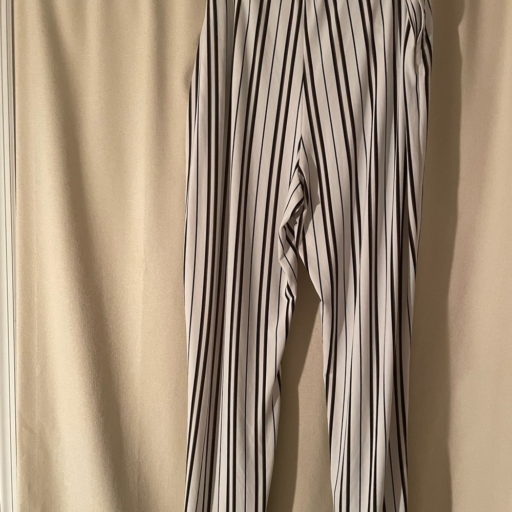 Black,White and Gray Striped Wide Leg Pants